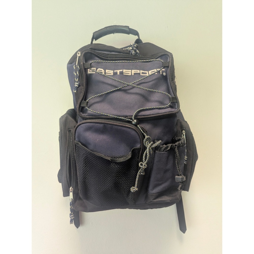 Eastsport Backpack Navy Blue Multi Pocket Bungee Y2K School Travel 18in